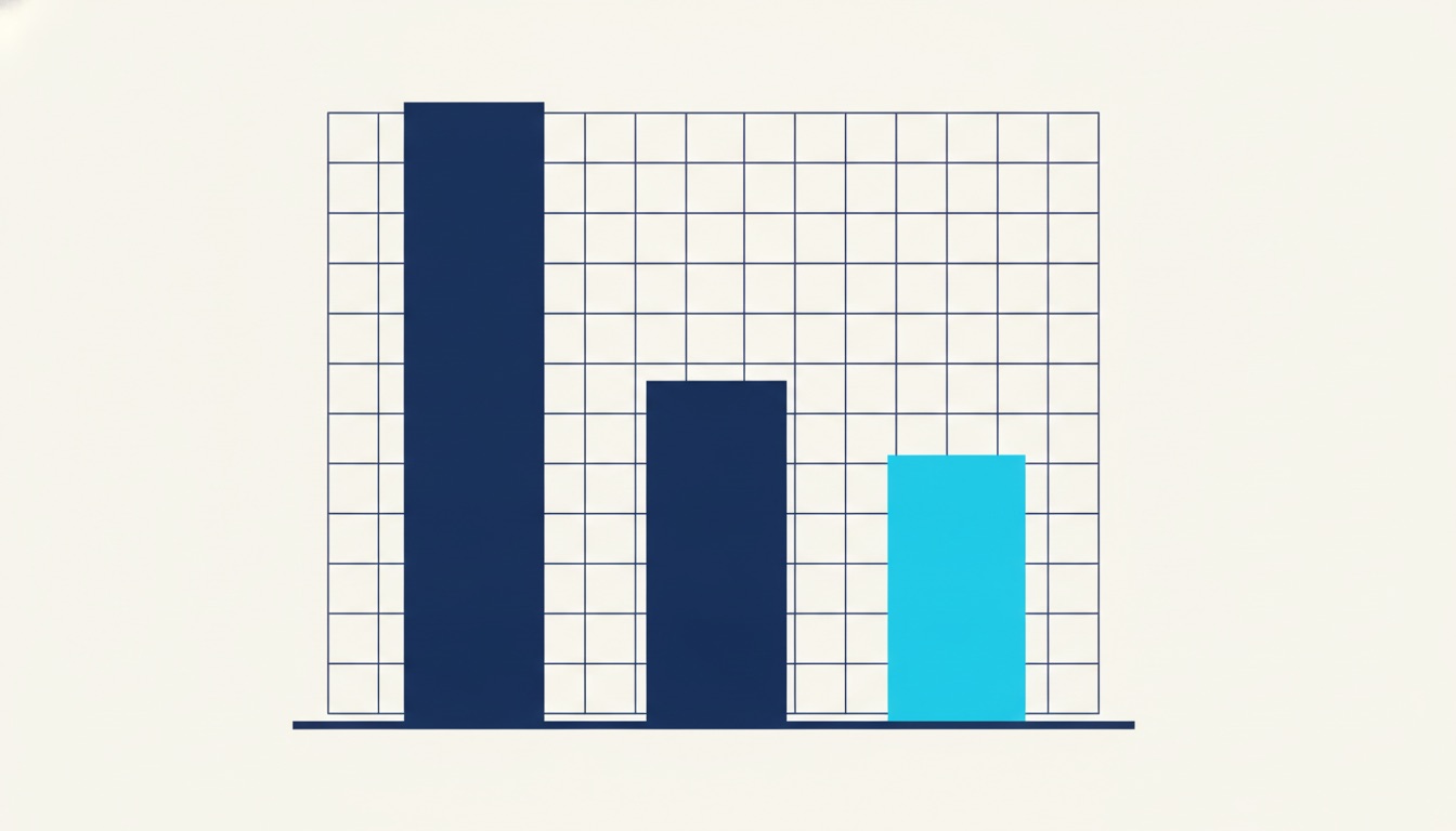 Three vertical bars of markedly different heights standing on a common baseline