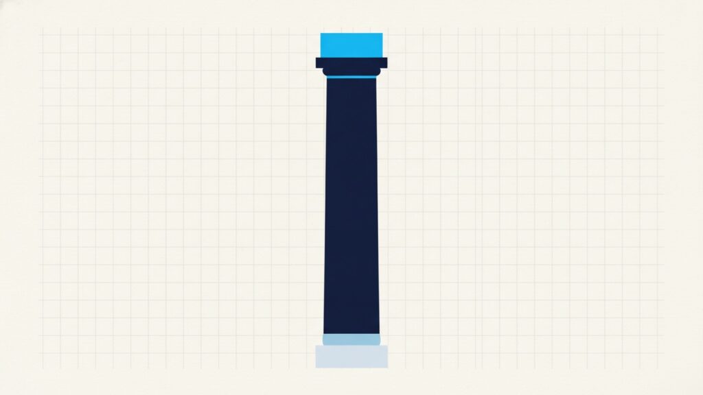 A tall column with a bright band across its top edge and a much smaller, fainter band at its foot