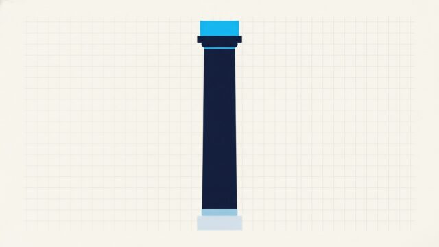 A tall column with a bright band across its top edge and a much smaller, fainter band at its foot