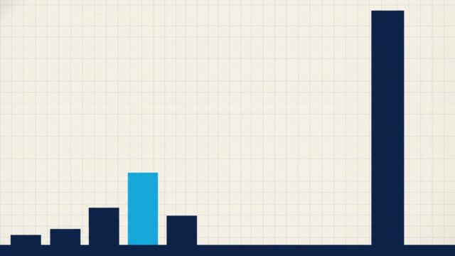 A baseline with bars at uneven intervals, one far taller than the rest following a long flat gap
