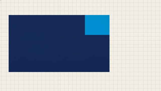 A large plain rectangle with a smaller bright rectangle covering only one of its corners