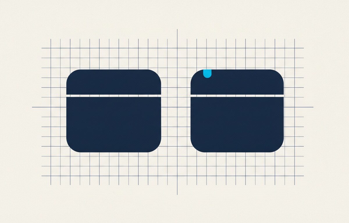 Two almost identical shapes side by side, one carrying a single small notch the other lacks
