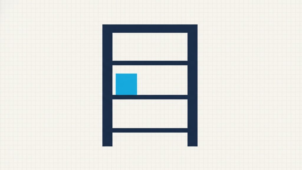 A doorway frame crossed by three horizontal bars of increasing thickness set at different heights