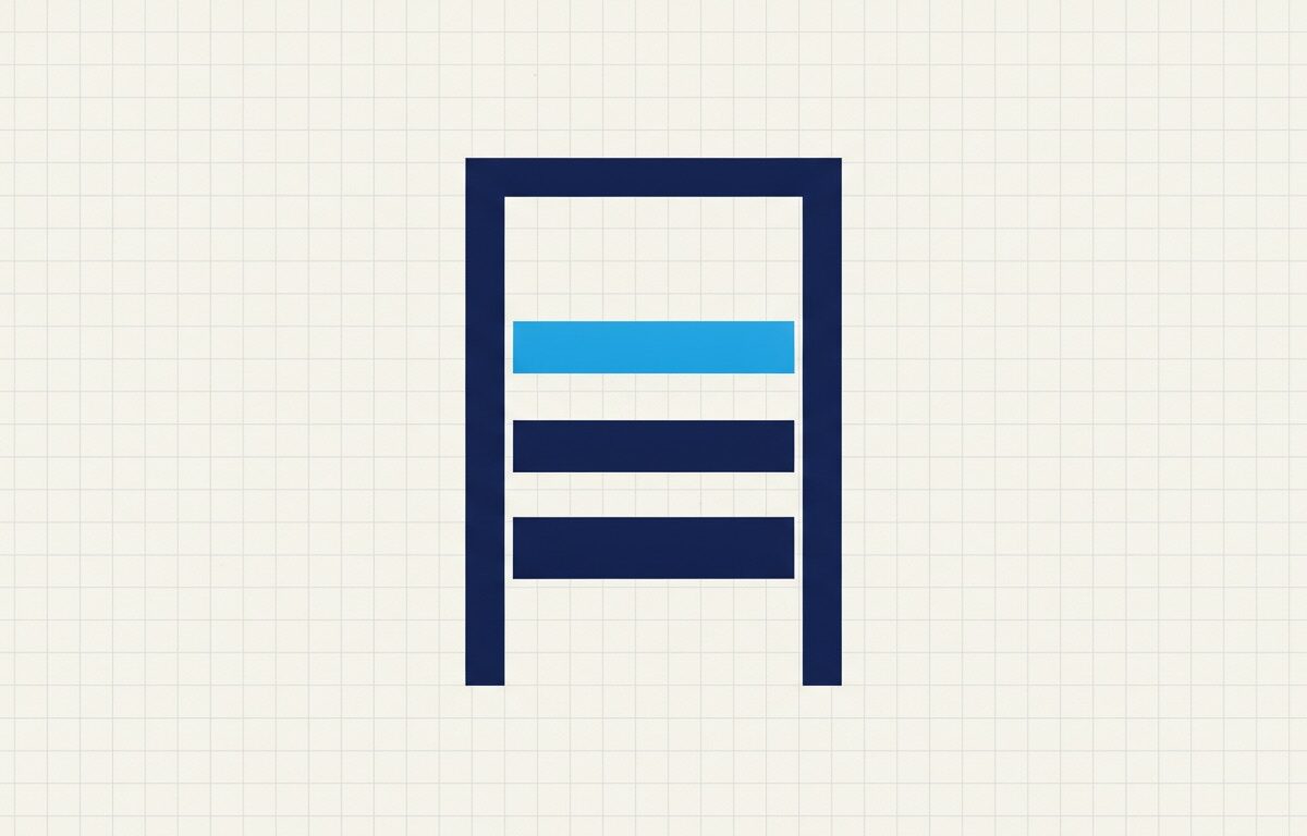 A doorway frame crossed by three horizontal bars of increasing thickness set at different heights