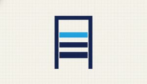 A doorway frame crossed by three horizontal bars of increasing thickness set at different heights