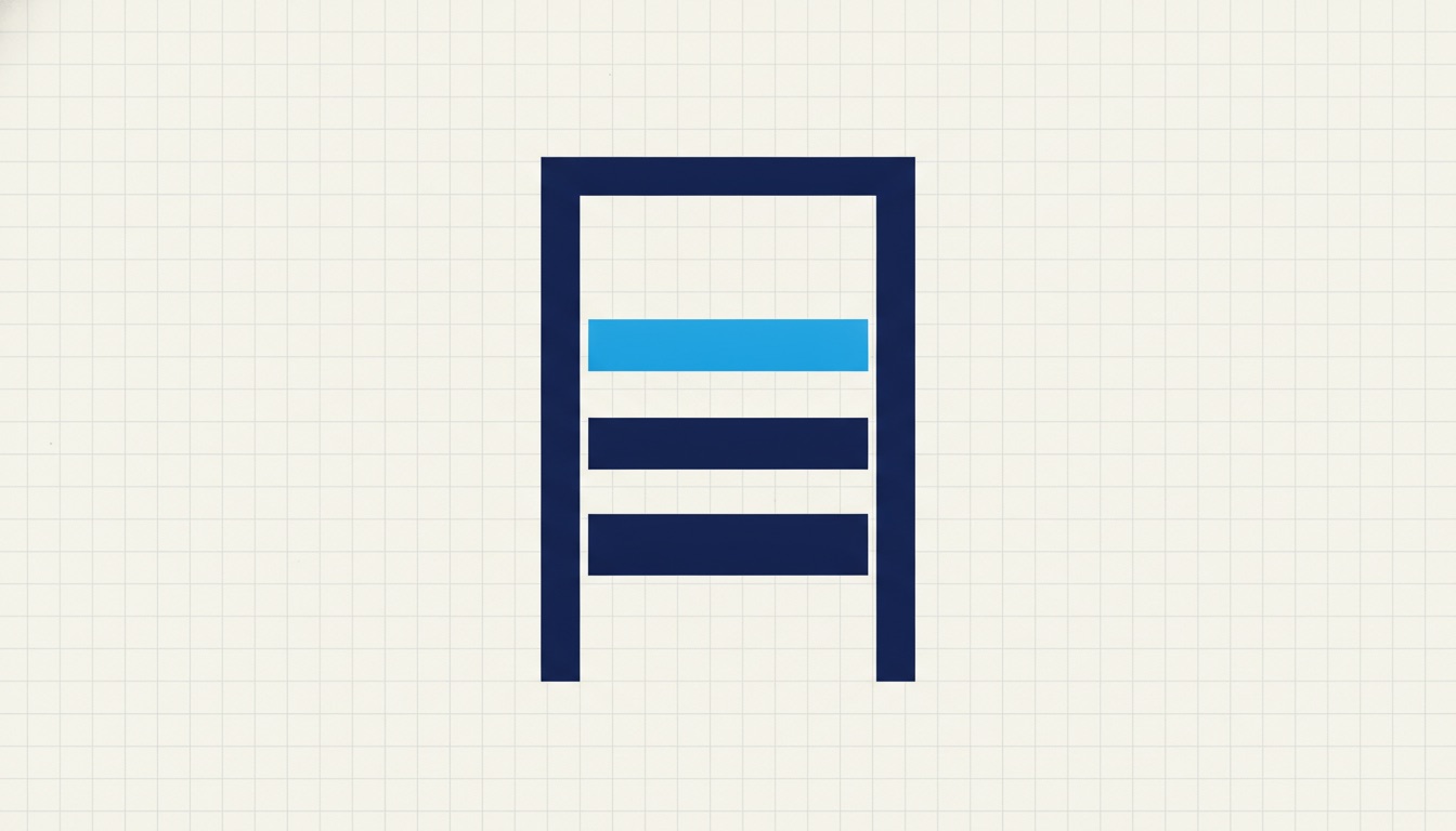 A doorway frame crossed by three horizontal bars of increasing thickness set at different heights