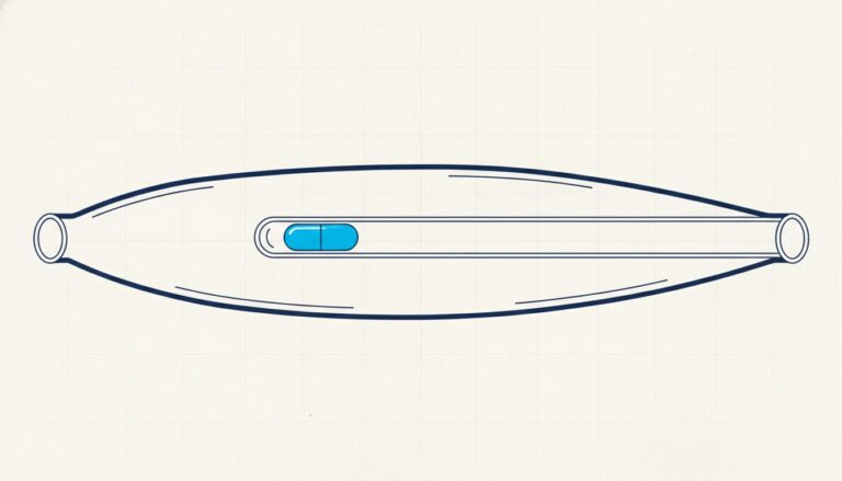 A sealed pneumatic tube carrying a single capsule, with both ends open and unattended