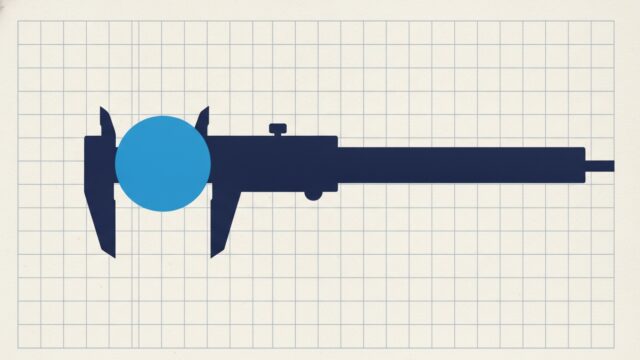 A precision caliper measuring a completely blank disc held between its jaws