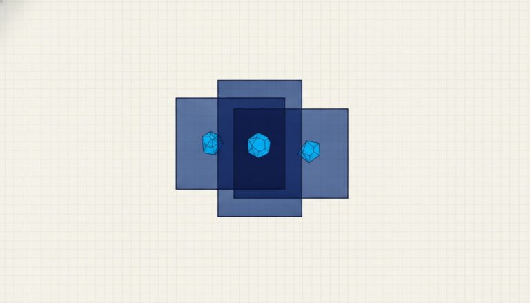Several overlapping translucent panes layered over one small object, each bending the view differently